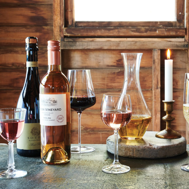 Wines on rustic table